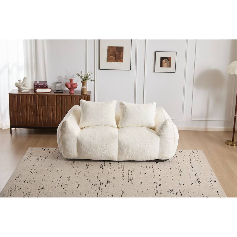 Oversized Bean Bag Sofa Reading Chair, 2-Seater Giant Bean Bag Couch with Pillows, Loveseat Chaise Lounge Sofa Chair