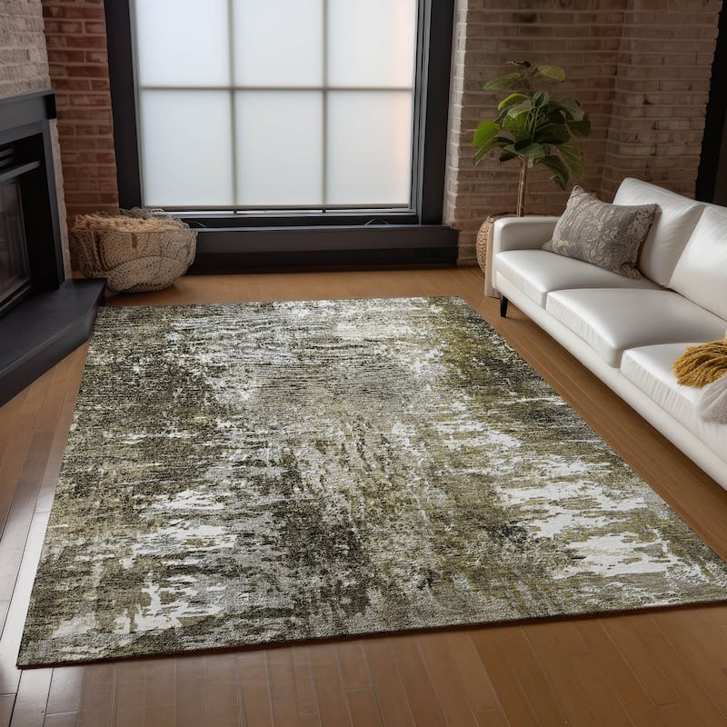 Machine Washable Indoor/ Outdoor Chantille Abstract Contemporry Rug