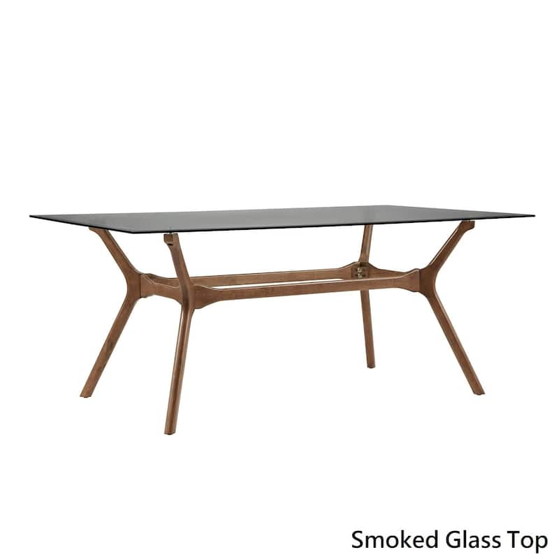 Nadine Mid-Century Dark Walnut Finish Rectangular Dining Table by iNSPIRE Q Modern - Smoke Glass Top