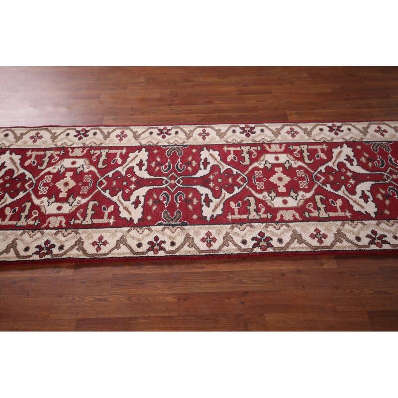 Red Oushak Oriental Runner Rug Handmade Wool Carpet - 2'8"x 7'10"