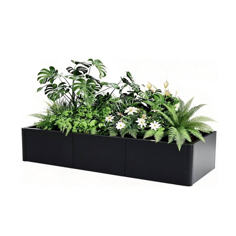 136x52x30cm Metal Planter Box with Snap-On Assembly Large Garden Planters Use With Base - 136x52x30cm With Base