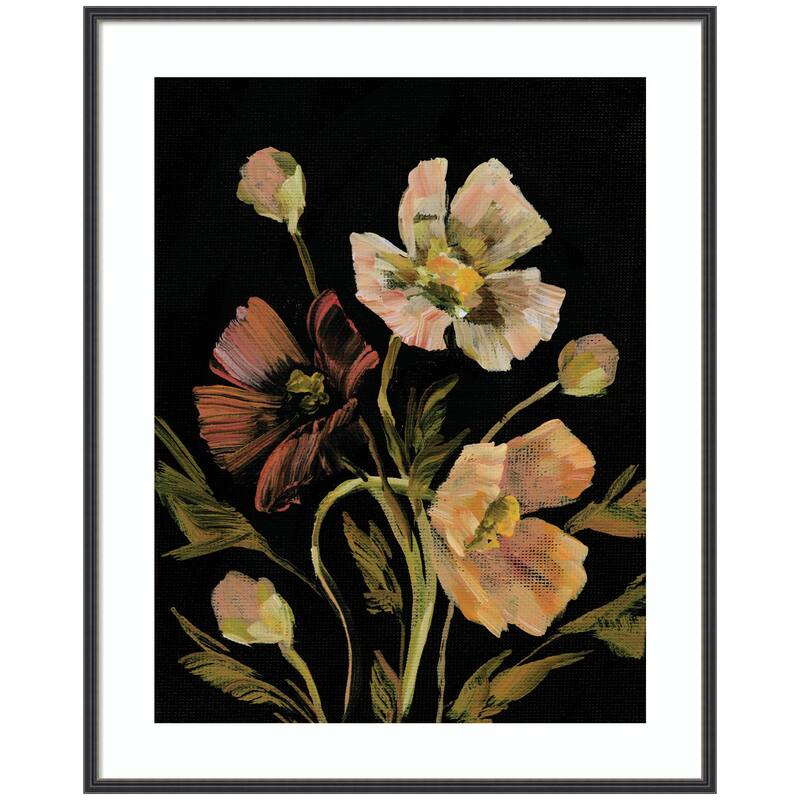 Kate and Laurel Framed Art Moody Floral 5 by Annie Quigley - 33x41 - Black