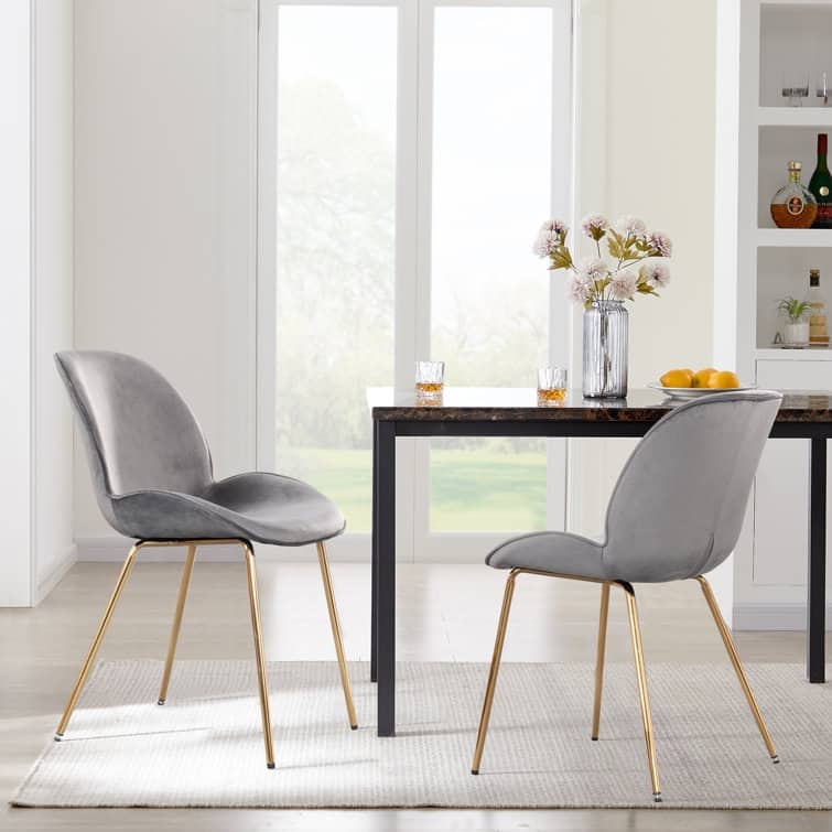 Velvet Beetle Side Dining Chair (set Of 2 ) - Grey