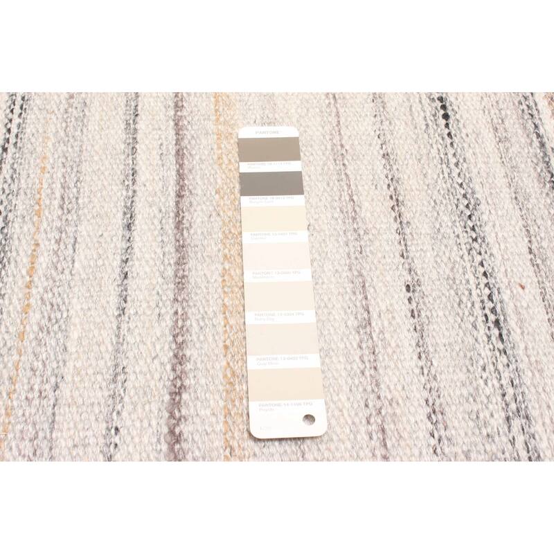 ECARPETGALLERY Flat-Weave Ankara FW Light Grey Wool Kilim - 5'2 x 7'8