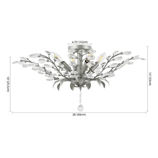 Adoria 26" 4-Light Contemporary Bohemian Iron/Acrylic LED Semi Flush Mount, by JONATHAN Y