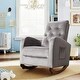 preview thumbnail 36 of 40, Velvet Rocking Chair with Side Pocket, Comfy Accent Chair with High Back, Upholstered Nursery Rocking Lounge Chair Gray