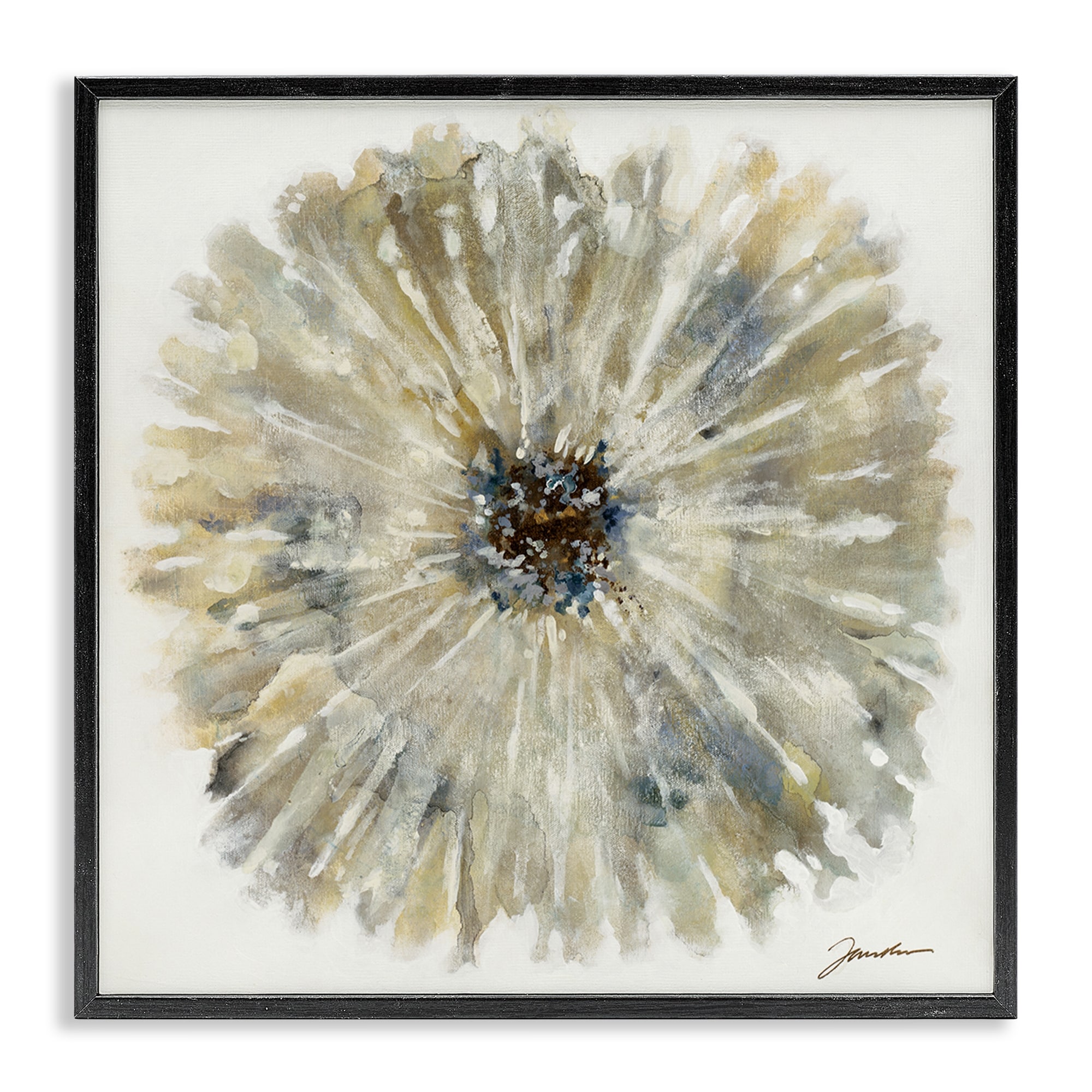 Stupell Neutral Rustic Abstract Flower Framed Giclee Art Design By Liz Jardine