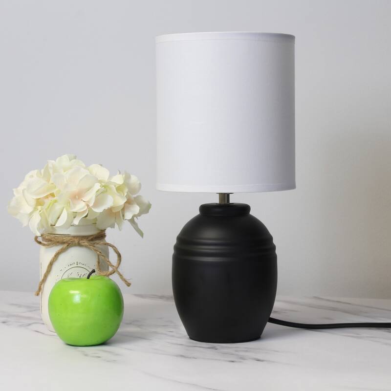 Mini Classic Jar Ceramic Table Lamp with White Drum Shade - 19.5" - Black