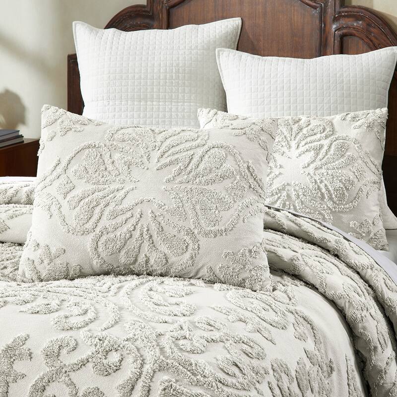 Better Trends Rylee Collection 100% Cotton Tufted Floral Design Bedspread Set-Smooth, Durable, Machine Washable & Tumble Dry