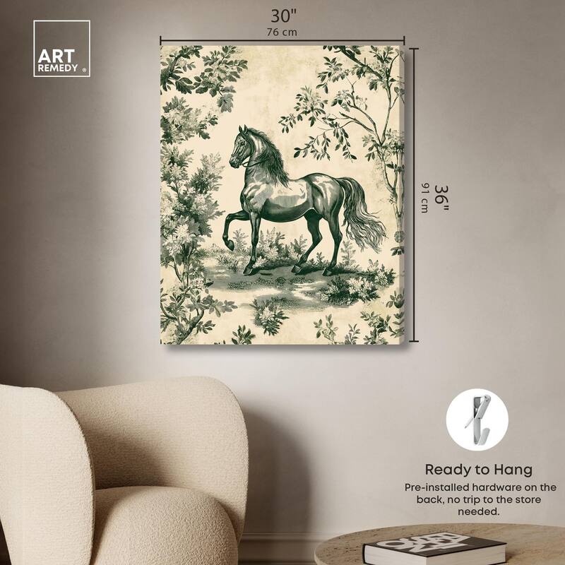 Equestrian Etching Canvas by Art Remedy, Gallery Wrapped