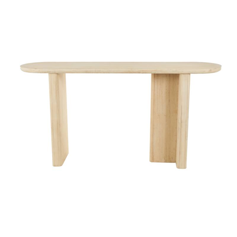 Light Brown Wood Handmade Minimalistic Living Room Console Table