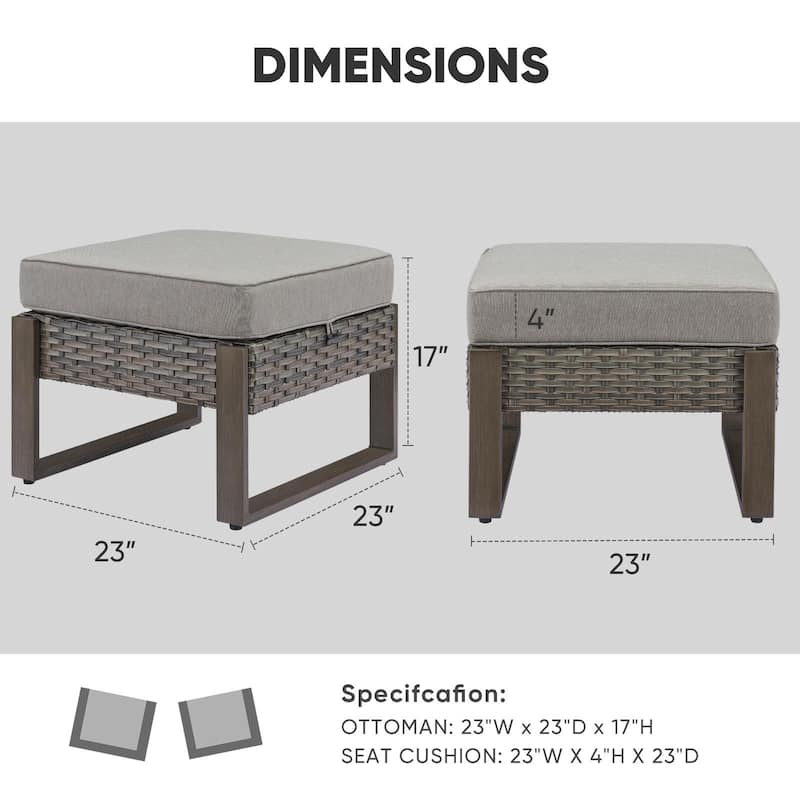 Gymojoy Outdoor Rattan Wicker Ottoman Seat Weather-resistance
