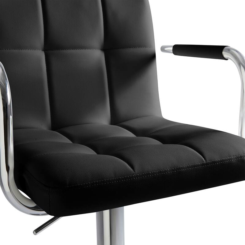 Adjustable Height Bar Stools Set of 2, Modern Square Tufted Upholstered Bar Chairs with Footrest.