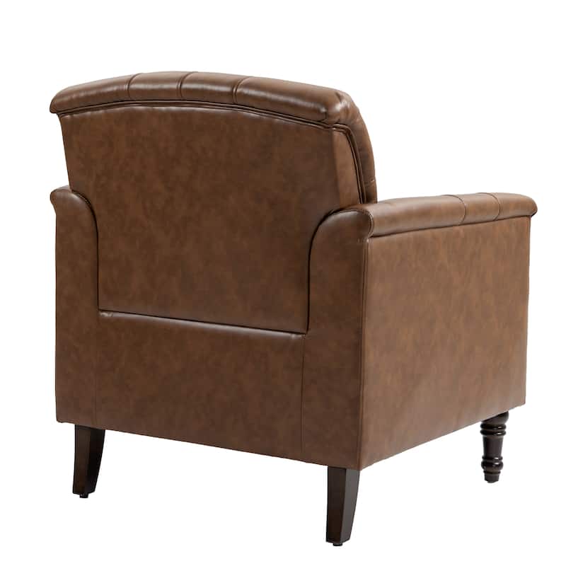 PU Leather Tufted Accent Chair with Nailhead Trim Armchair
