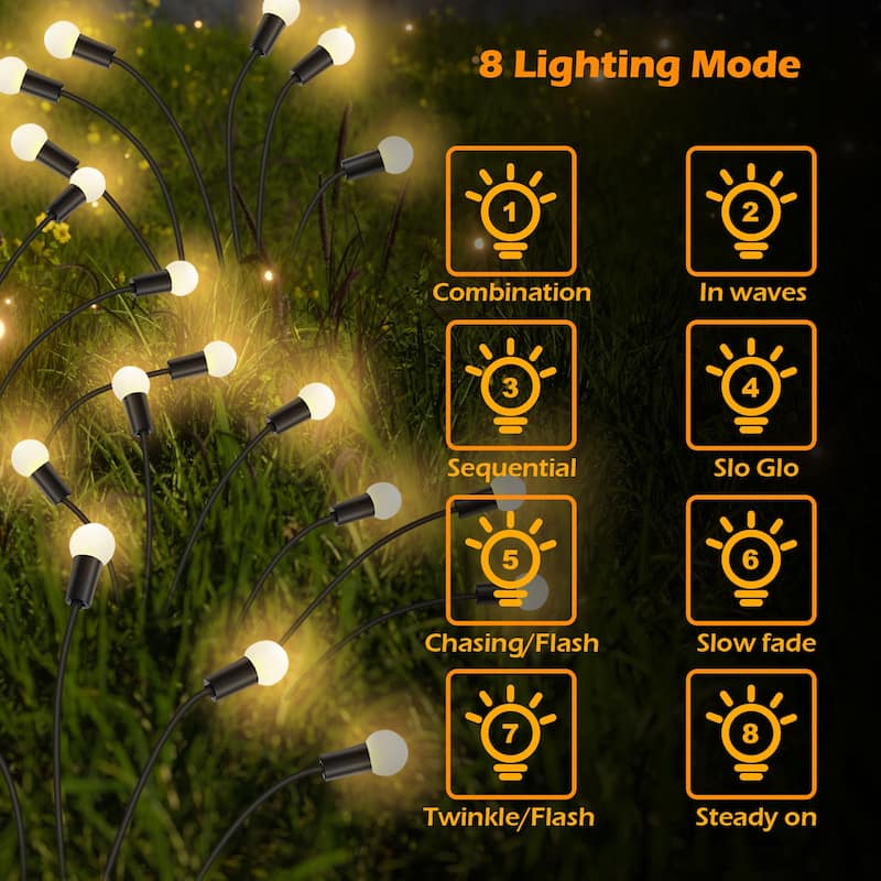 4 IN 1 Solar Firefly Lights 24 LEDs Outdoor Garden Lights