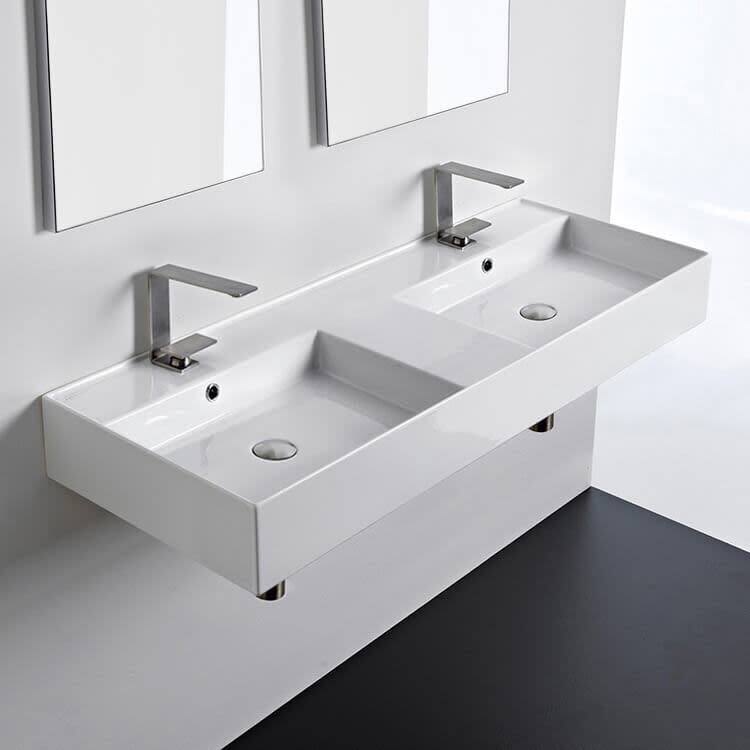 Nameeks Scarabeo 5143-Two Hole Teorema 2.0 47-13/16" Rectangular - White