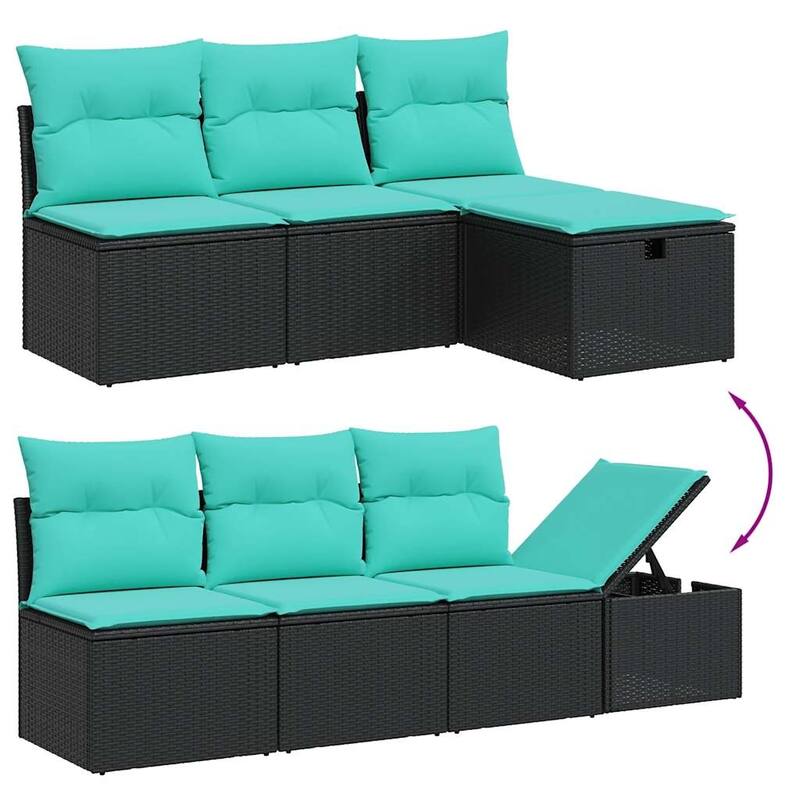 vidaXL Patio Sofa Set with Cushions Outdoor Furniture 8 Piece Poly Rattan - 24.4" x 24.4" x 27.2"