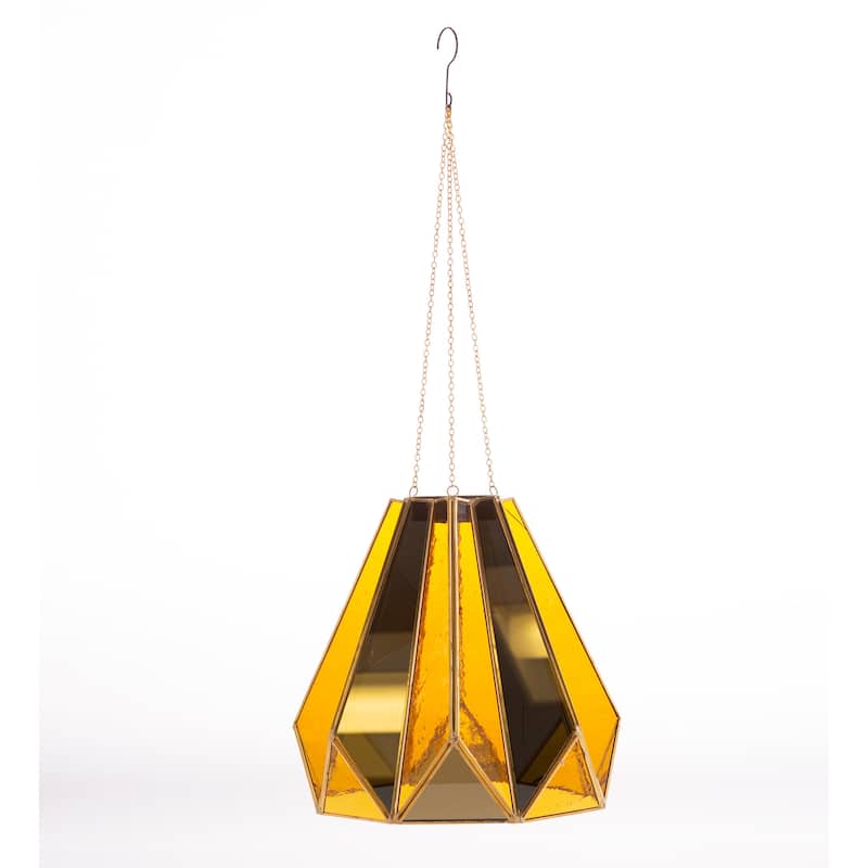 25 in. Golden Glass Hanging Solar Light