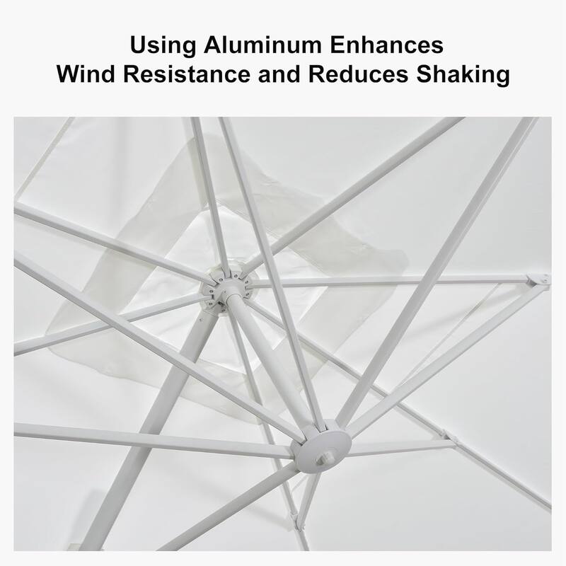 PURPLE LEAF White Square Cantilever Patio Umbrella With Base