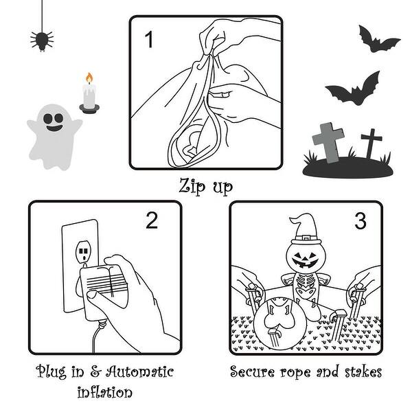 Shop Gymax 5ft Inflatable Capped Pumpkin Skeleton Lantern