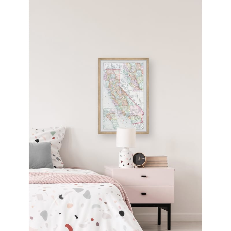 'California Counties Map' Framed Painting Print