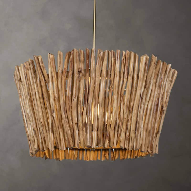 Uttermost Rhea 4 Light Wood Branch Chandelier - N/A