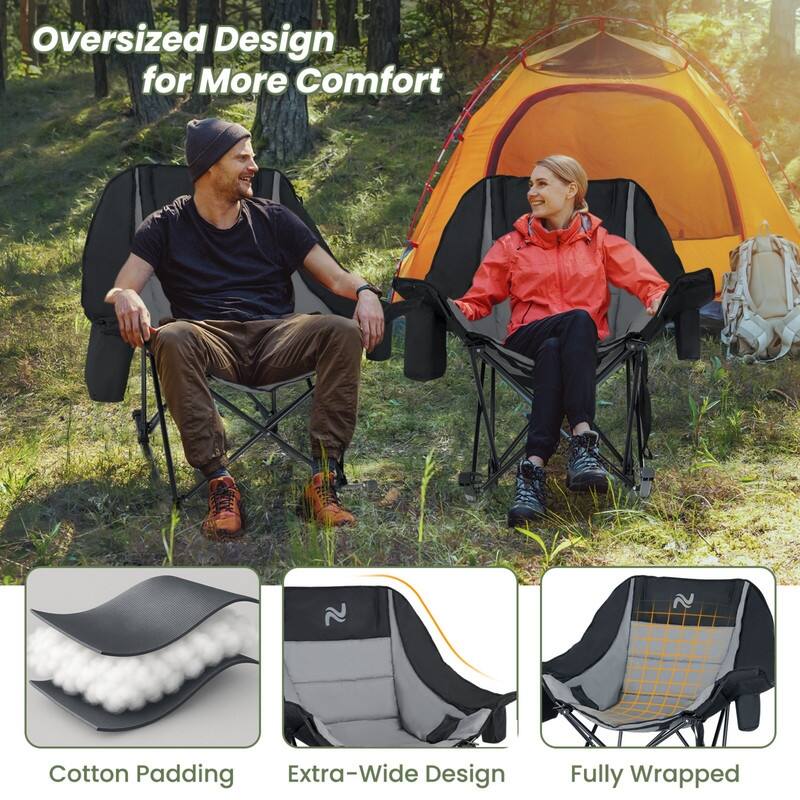 Oversized Rocking Camping Chair for Adults, Cup Holder, Carry Bag
