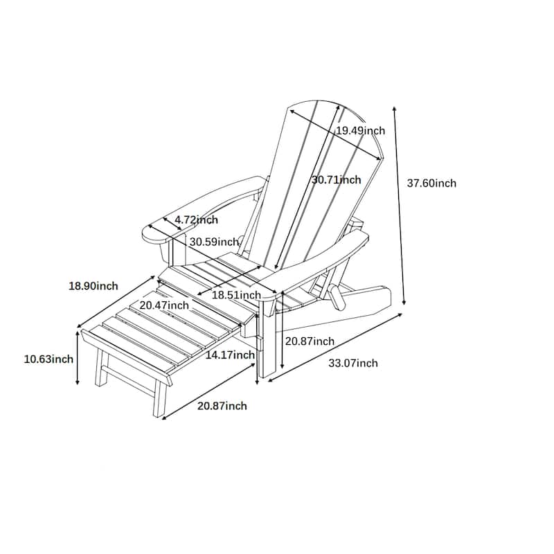 Hurley Folding Poly Adirondack Chair with Pull-out Ottoman (Set of 2)