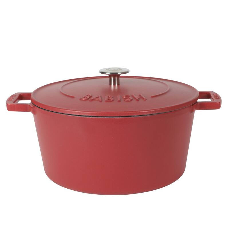 Babish 6 Qt Round Matte Enamel Cast Iron Dutch Oven - Red