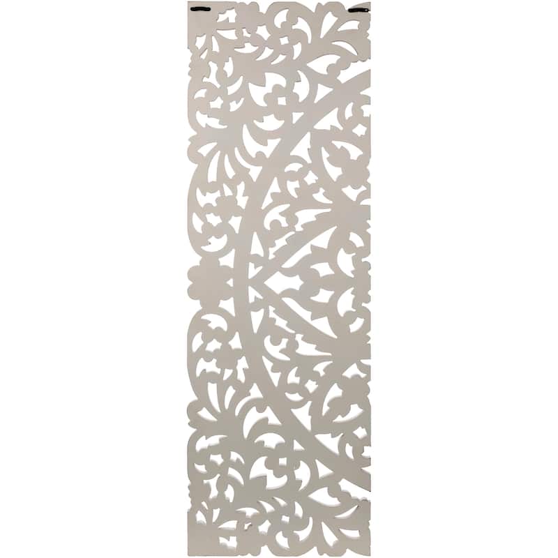 Luzie Floral Hand Carved Antique White Wooden 48x48-inch 3-Panel Wall Art