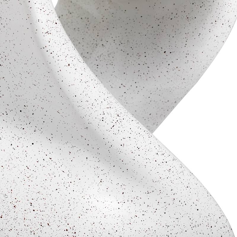 Outdoor White Marble Modern Twisted-Base Terrazzo-Speckled All-Weather MGO Side Table, Indoor End Table for Home