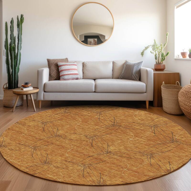 Premium Washable Super Soft Modern Symphony Mayfield Rug - Copper - 8' x 8'