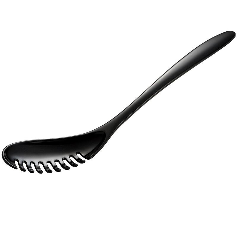 Hutzler 12-Inch Melamine Pasta Server, Spaghetti Fork & Strainer - Black