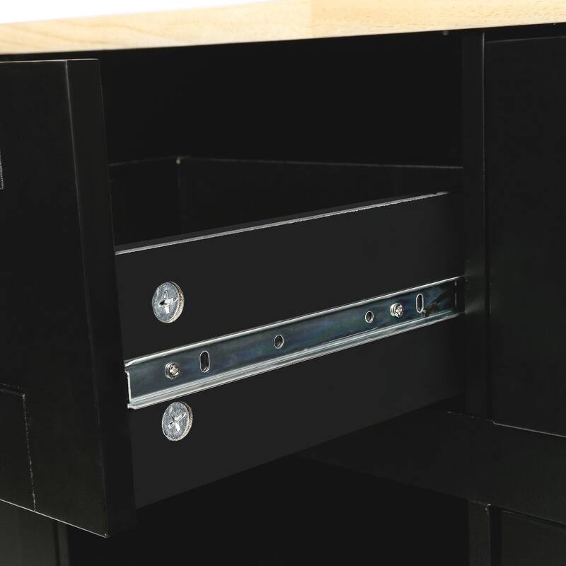 MDF Kitchen Cart Multifunctional with Storage Cabinet and 3 Drawers