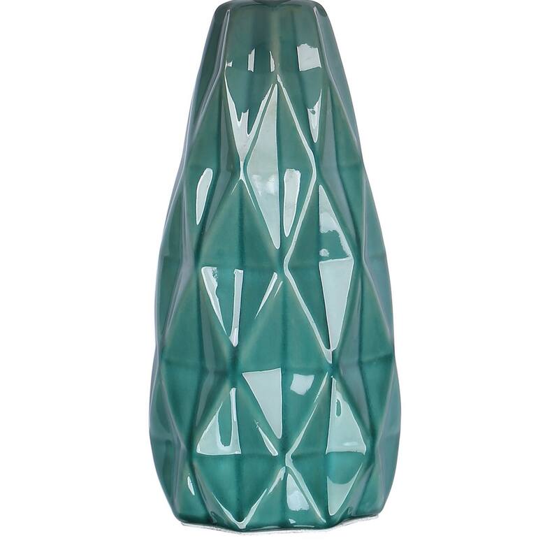 Hex 20" Ceramic Table Lamp w/ Faceted Base & Linen Shade (Set of 2) - 20.5