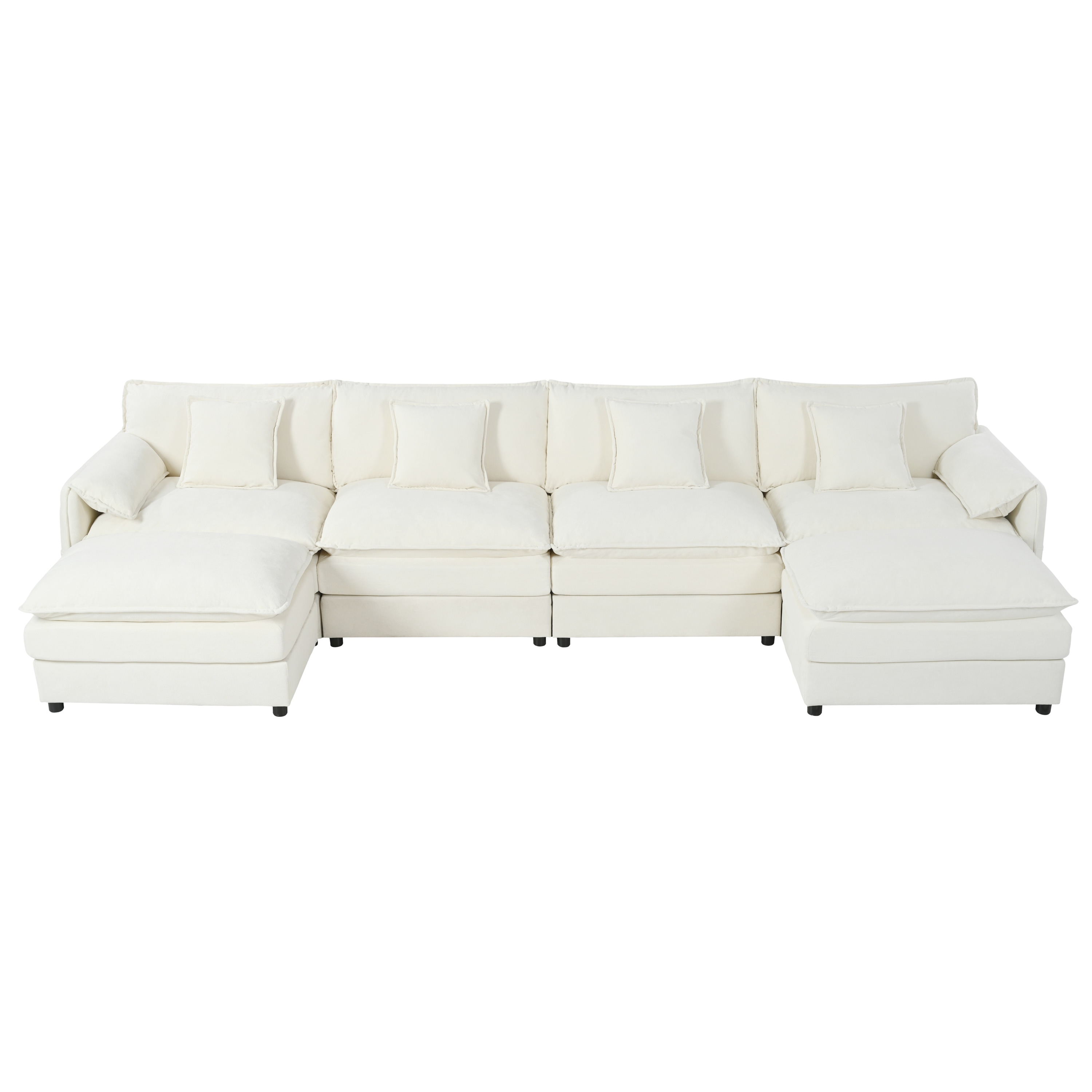 Oversized Deep Seat Cloud Couch Set with 2 Movable Ottomans, Modular 4 Seater U Shaped Sectional Sofa Sleeper, DIY Combination