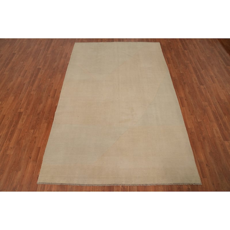 Hand Woven Oriental 100% Wool Carpet Southwestern Tribal Beige & Ivories Kilim Area Rug - 9' 1'' X 5' 11''