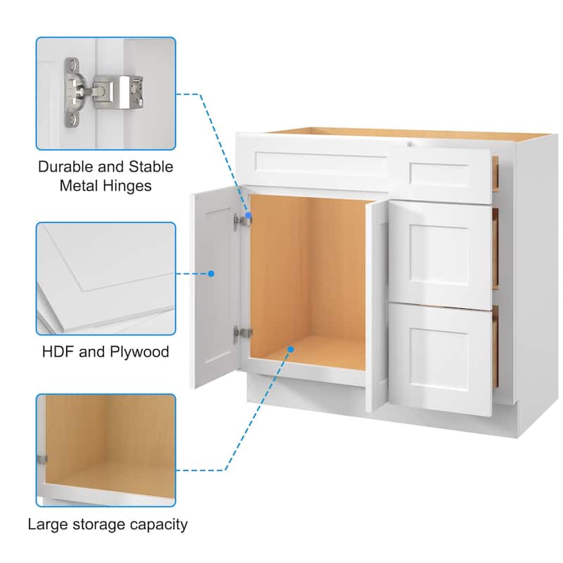 New Floor-Standing Bathroom Wooden Vanity Cabinet with Right Door