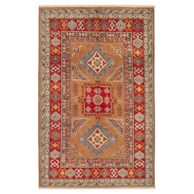 ECARPETGALLERY Hand-knotted Uzbek Ghazni Brown Wool Rug - 3'2 x 4'10 - Light Brown - 3'2 x 4'10