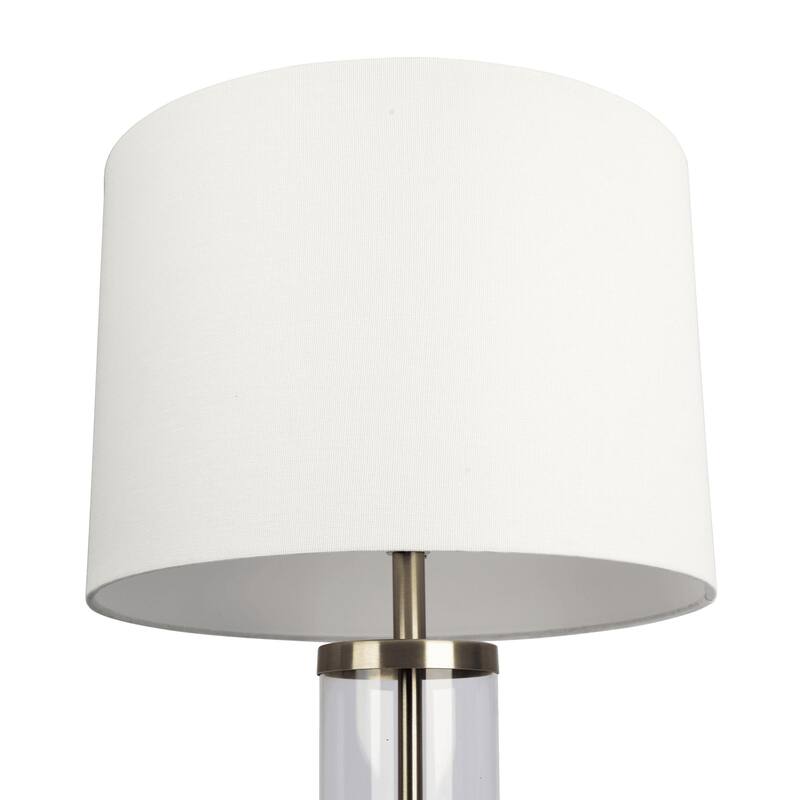 Luna Brushed Nickel Table Lamp with On/Off Switch Clear Glass Body Metal Base
