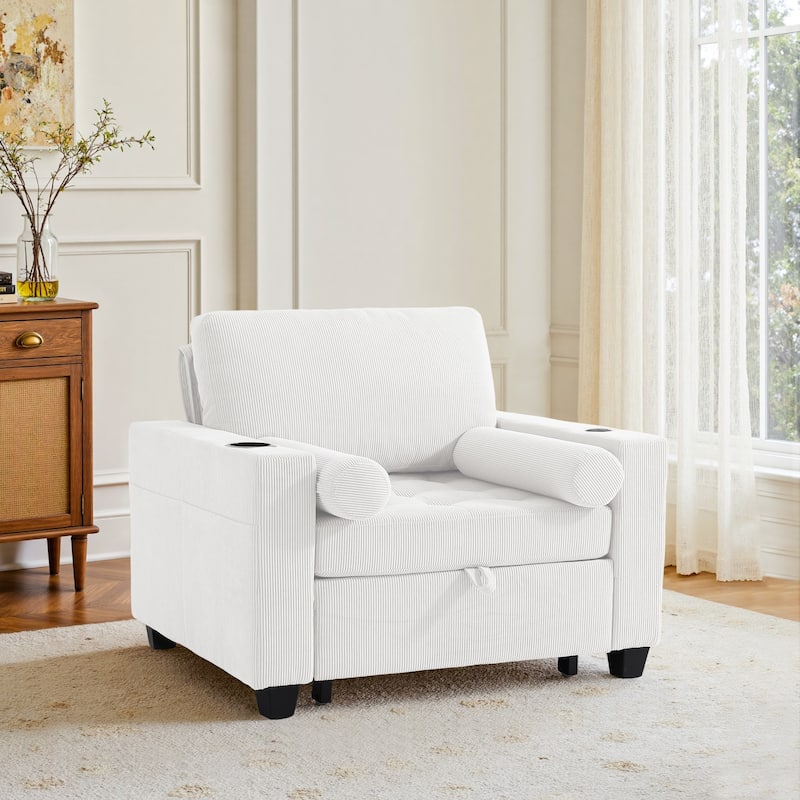 39" Adjustable Recline Convertible Sleeper Accent Chair with USB Port