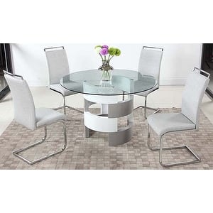 Somette Sara Cylinder Pedestal 5-piece Dining Set
