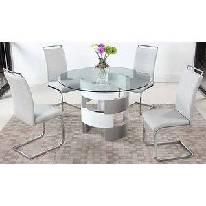 Somette Sara Cylinder Pedestal 5-piece Dining Set