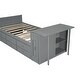 preview thumbnail 8 of 14, Grey Twin Size Wood Platform Bed with Desk, Kids Daybed with 3 Drawers and Storage Shelf
