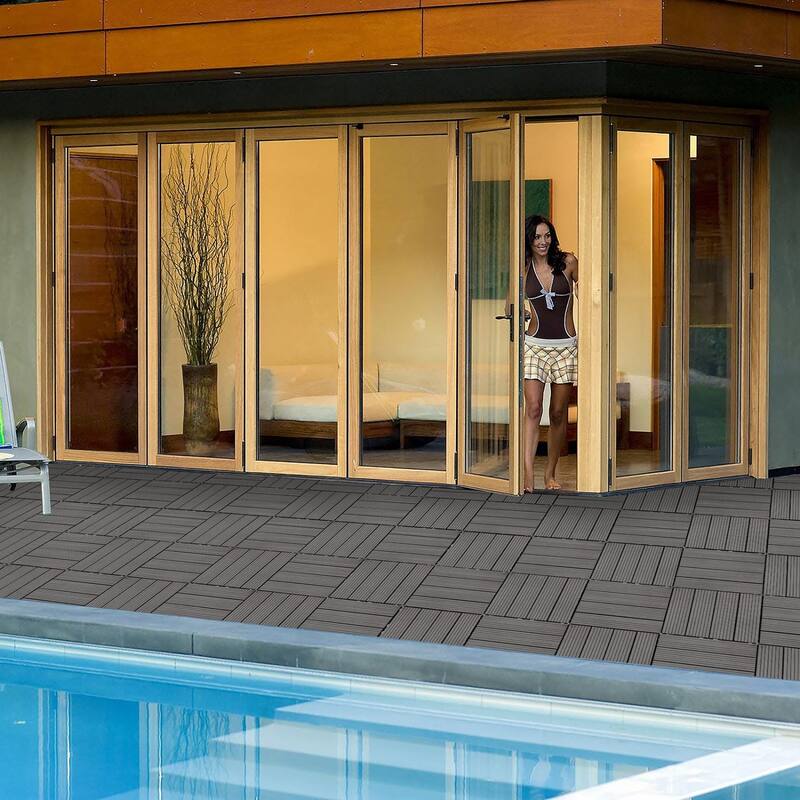 11.8" x 11.8" square wood-plastic composite deck tiles