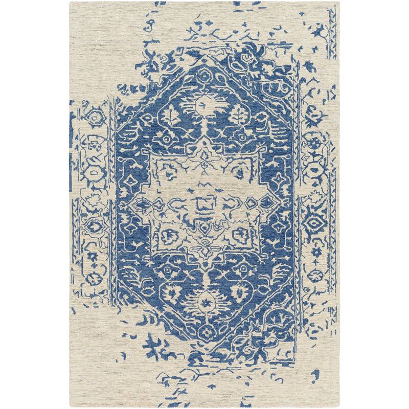 Felecia Handmade Distressed Medallion Wool Area Rug
