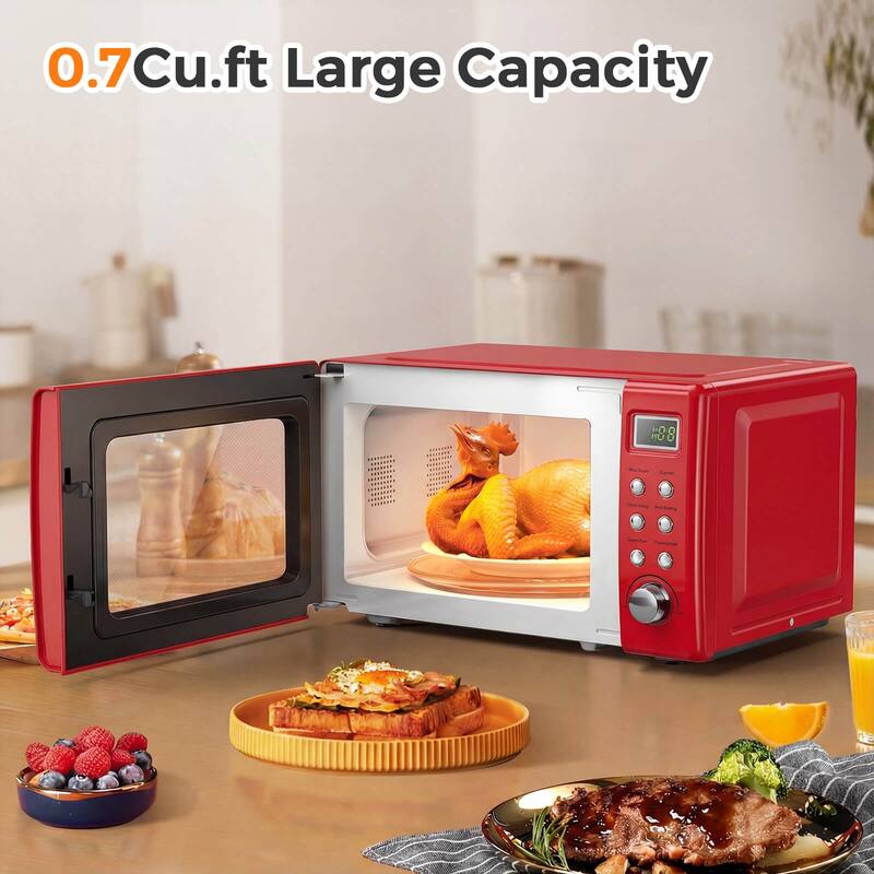 Costway 0.7Cu.ft Retro Countertop Microwave Oven 700W LED Display - See details