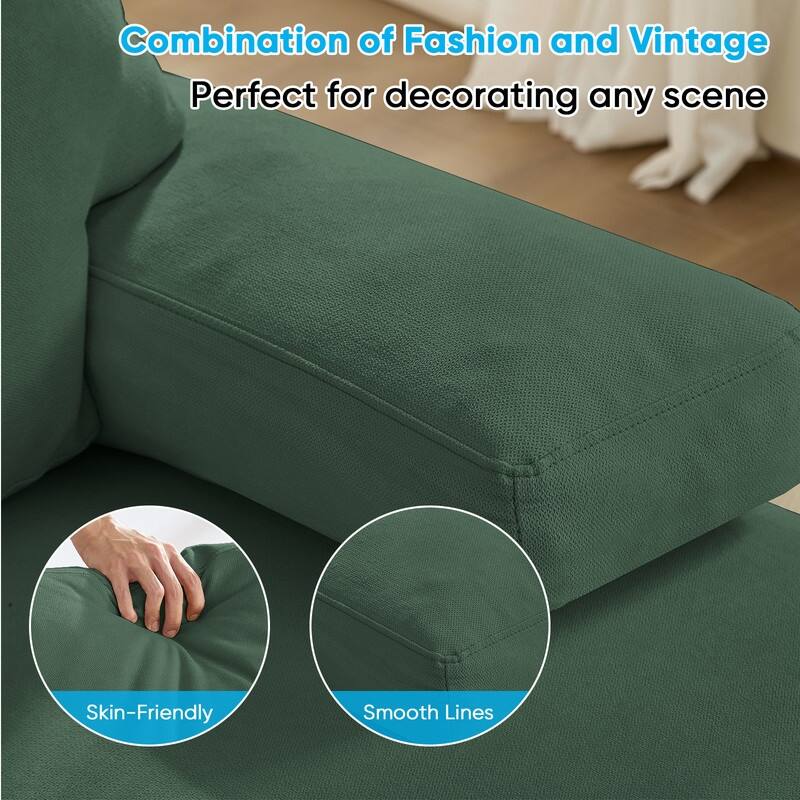 Mixoy W110"Velvet U-Shaped Sectional Sofa Couches,Upholstered 4-Seater Sofa with Double Chaises and Sleepable Armrest