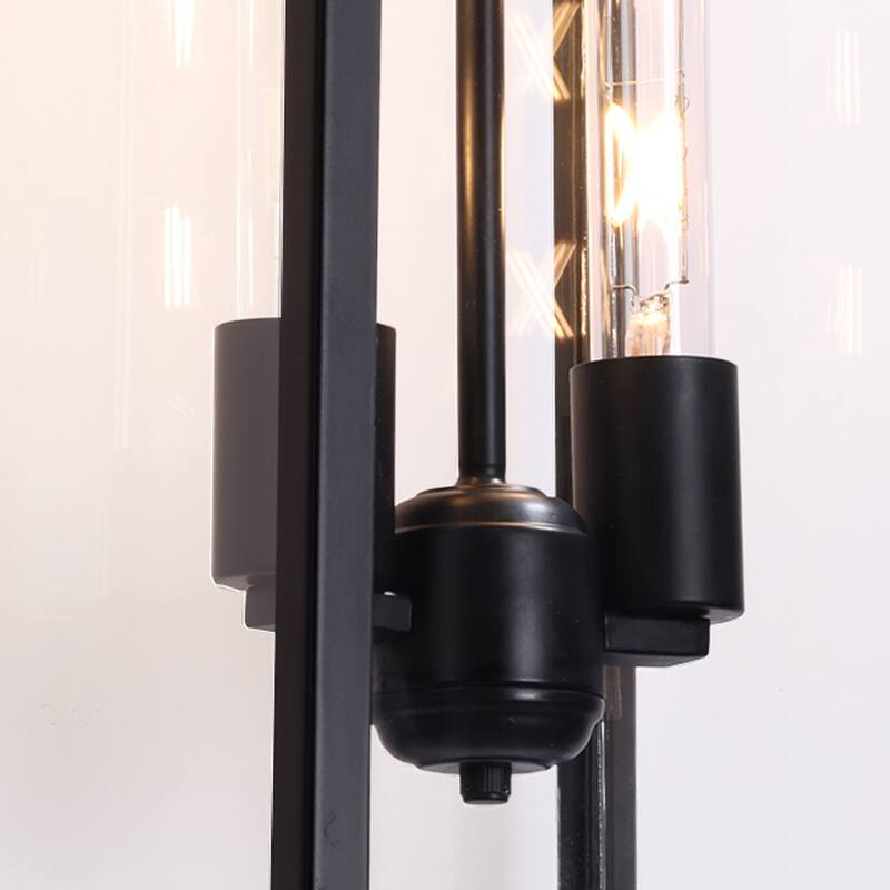 2 Pack Black Outdoor Lighting Wall Sconce with Clear Glass