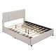 preview thumbnail 13 of 16, Queen Size Upholstered Platform Bed with Classic Headboard and 4 Drawers, Linen Fabric